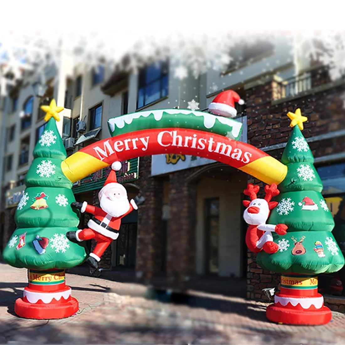 Outdoor Lighting On Trees - Gapura Pohon Natal Tiup dengan Figur