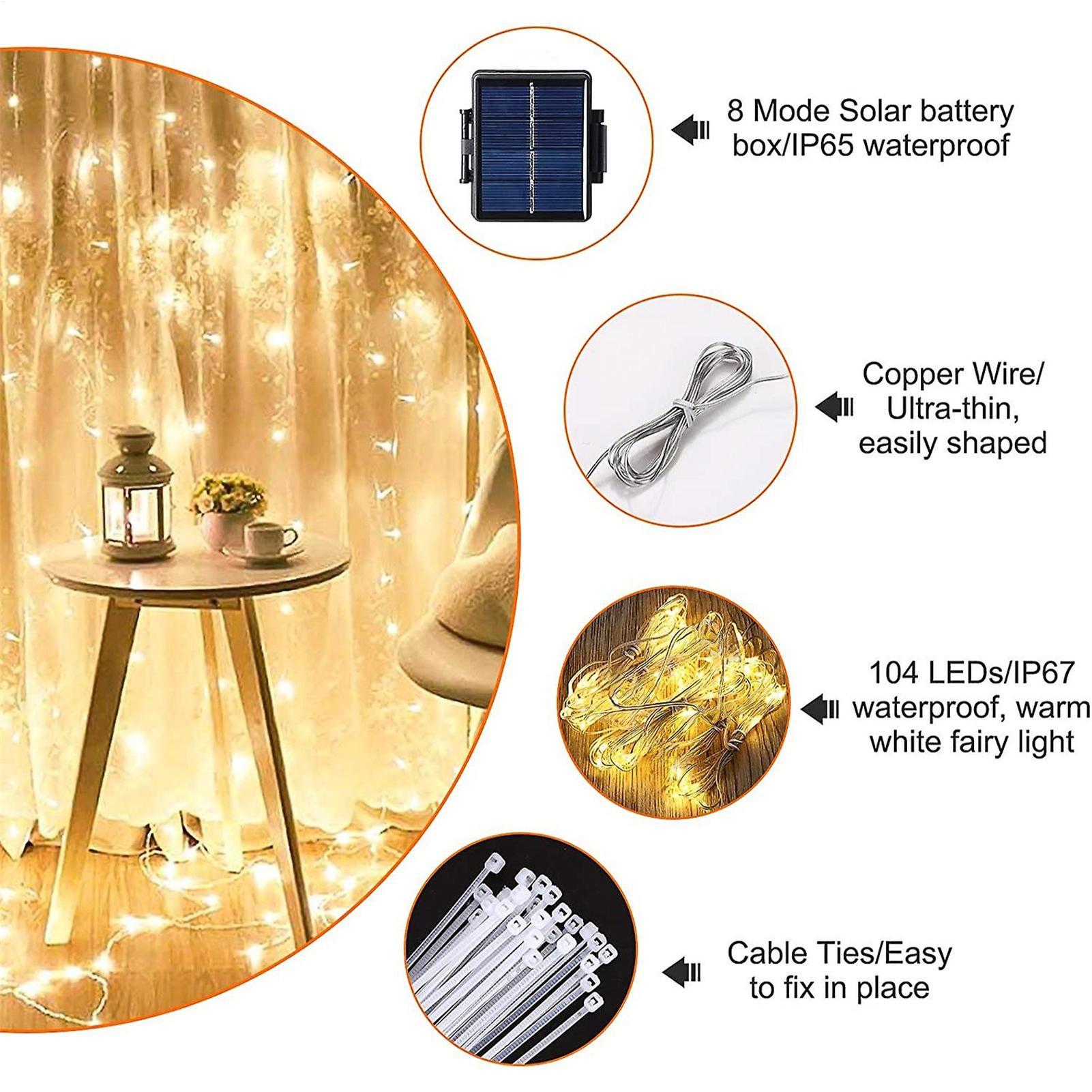 Outdoor Lighting Permanent - Lampu Tali Payung Surya 104 LED
