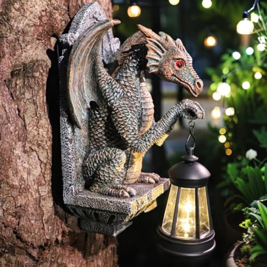 Outdoor Lighting On Trees - Lentera Tenaga Surya Patung Naga untuk