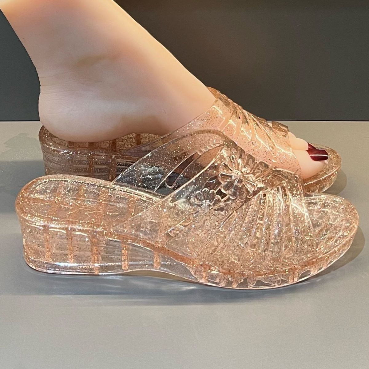 Sandal Wedge Jelly Glitter Ung - Outdoor Lighting House ulasan dan harga
