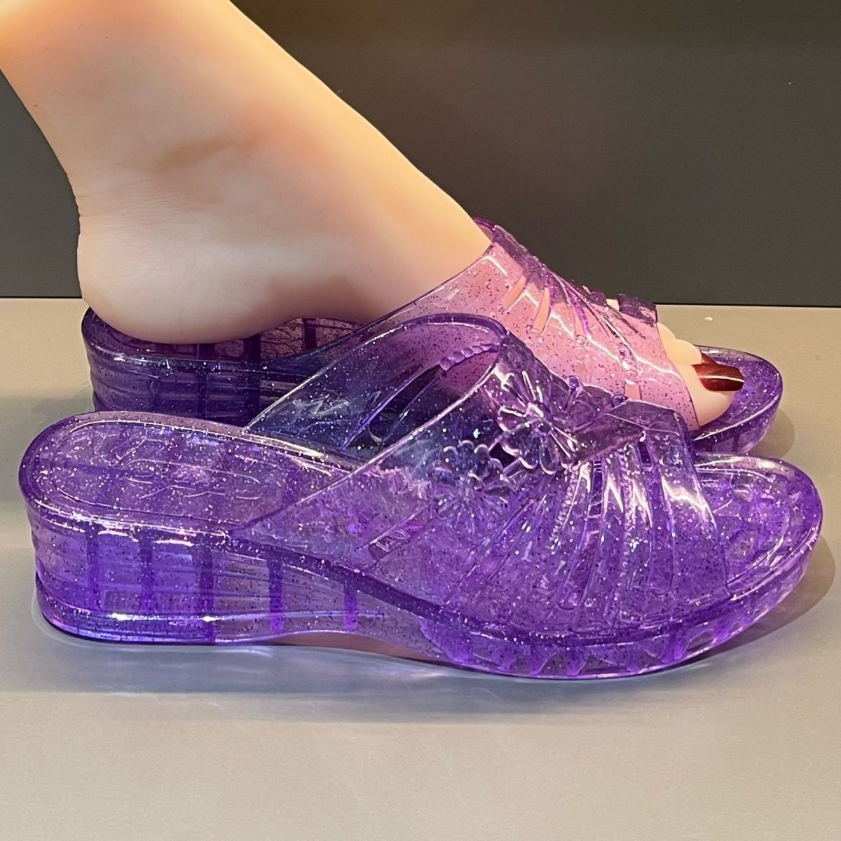 Sandal Wedge Jelly Glitter Ung - Outdoor Lighting House ulasan dan harga