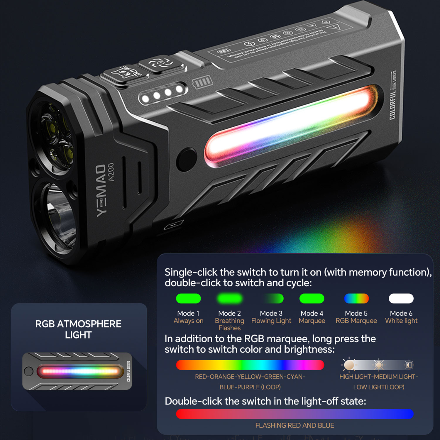 Senter LED RGB Portabel Multif - Outdoor Lighting Nearby ulasan dan harga
