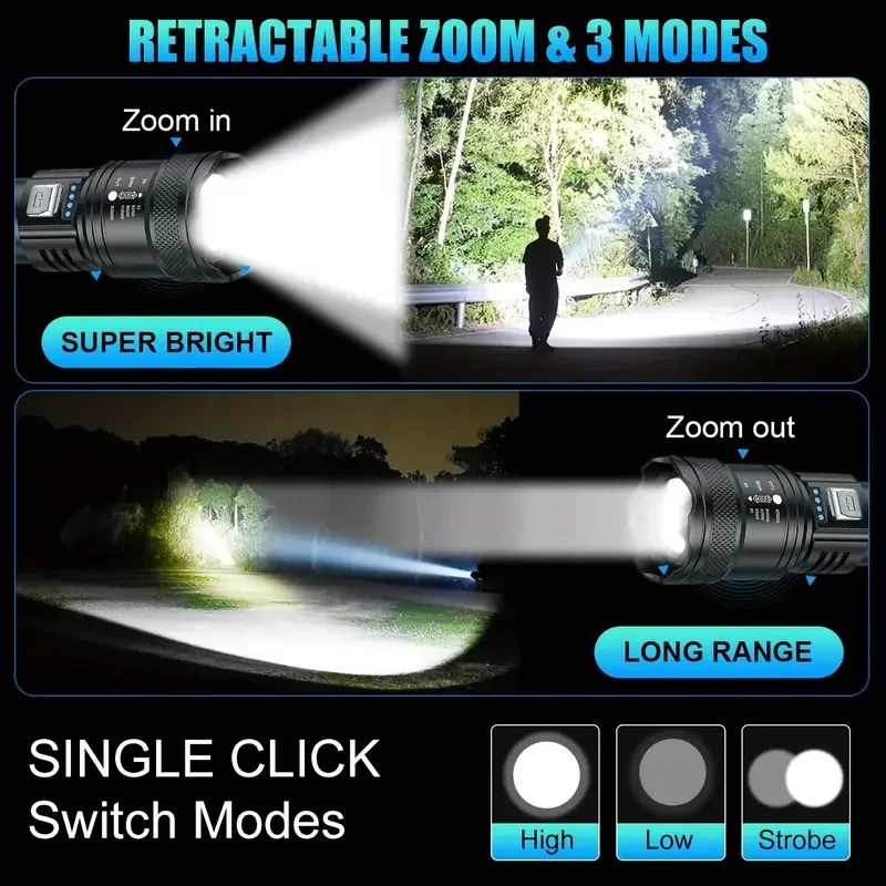 Senter LED Taktis 2000LM USB I - Outdoor Lighting Permanent ulasan dan harga